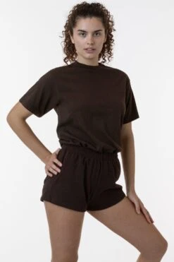 HF314 - Heavy Fleece Short Sweat Shorts (Garment Dye) -Tops Zone HF314GD CHOCOLATE W