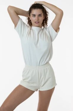 HF314 - Heavy Fleece Short Sweat Shorts (Garment Dye) -Tops Zone HF314GD CREME W