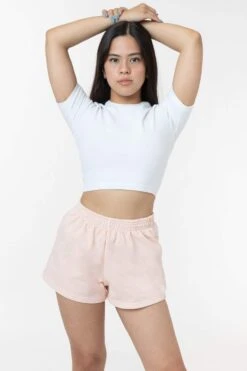 HF314 - Heavy Fleece Short Sweat Shorts (Garment Dye) -Tops Zone HF314GD SEASHELLPINK W