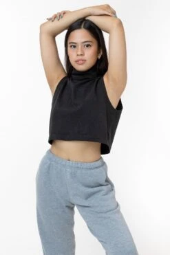 18323GD - Garment Dye Sleeveless Turtleneck Crop Top -Tops Zone IMG 2214