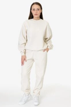 MWF1047 Unisex - 10 Oz. Mid-weight Poly Cotton Fleece Wide Crewneck -Tops Zone MWF1047 MWF1044 CREME RURIKA 2