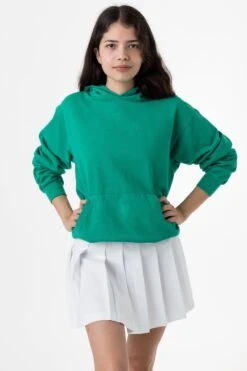 MWT09GD Unisex - Long Sleeve Garment Dye French Terry Pullover Hoodie -Tops Zone MWTD09 emerald bianca
