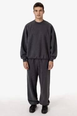 PLU07GD - 16oz. Garment Dye Plush Fleece Pullover Crewneck Sweatshirt -Tops Zone PUF07GD DOLPHINBLUE 2x