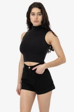 83073GD - Garment Dye Sleeveless Turtleneck Crop Top 21 83073GD - Garment Dye Sleeveless Turtleneck Crop Top -Tops Zone RDNW04 BLACK 1f 2287c7b0 e4d8 4f42 ace3 72fdaff23a0a