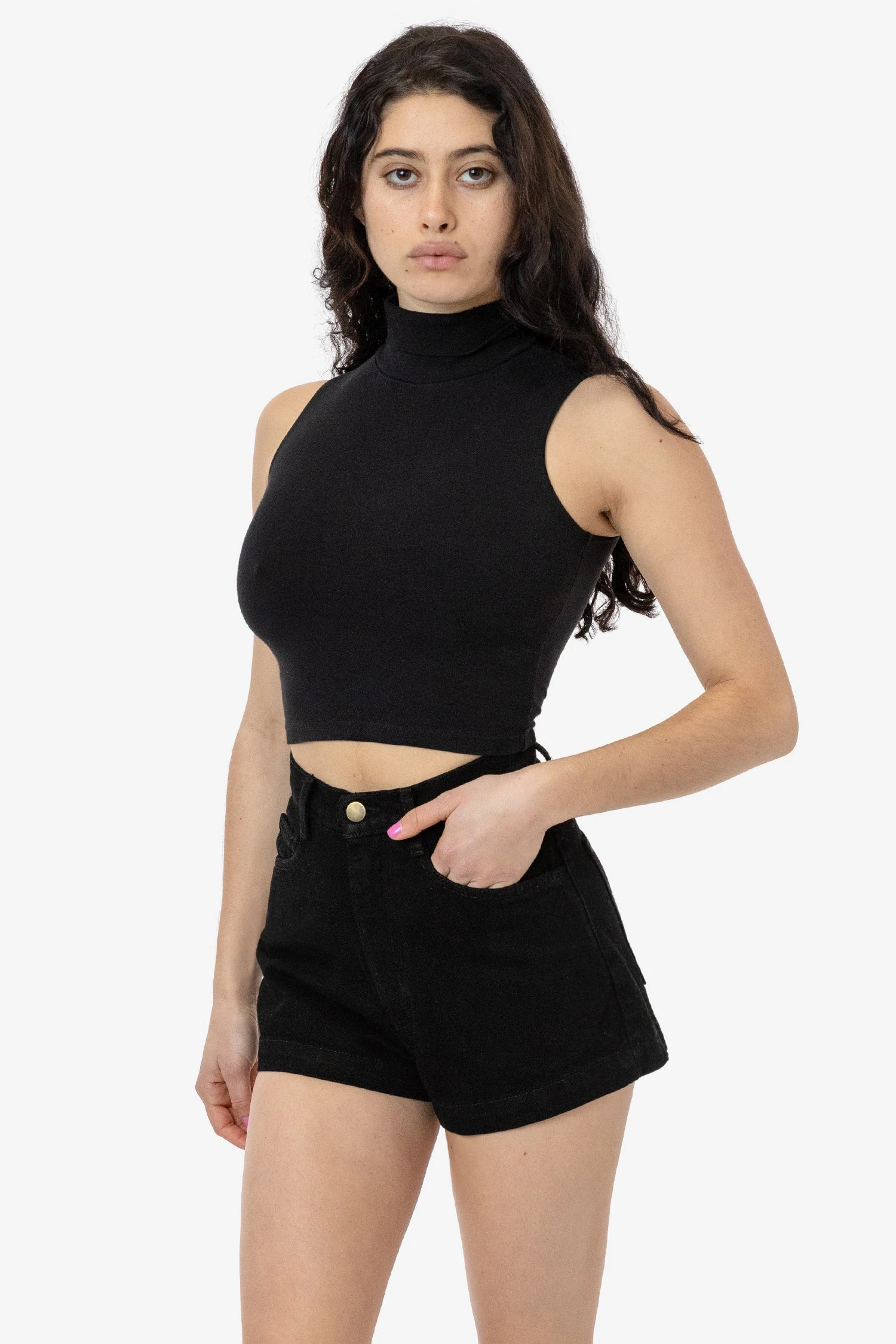 83073GD - Garment Dye Sleeveless Turtleneck Crop Top 4 83073GD - Garment Dye Sleeveless Turtleneck Crop Top - Image 4