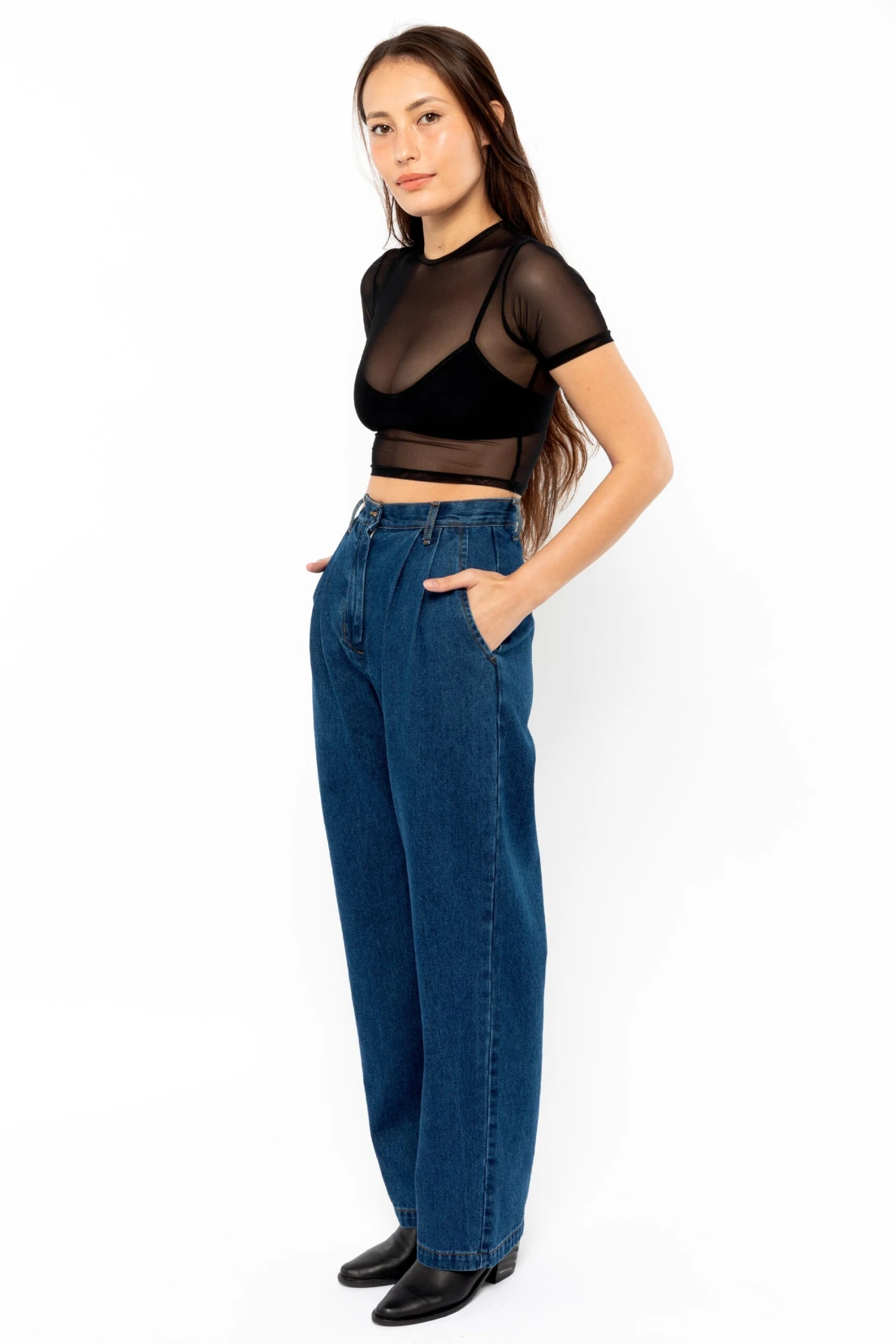 RDNW350 - Pleated Denim Straight Leg Pant 2 RDNW350 - Pleated Denim Straight Leg Pant - Image 2