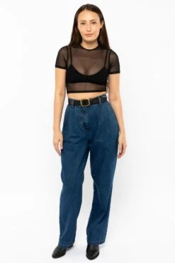 RDNW350 - Pleated Denim Straight Leg Pant 10 RDNW350 - Pleated Denim Straight Leg Pant -Tops Zone RDNW350 DarkWash6