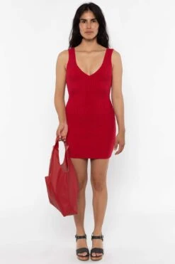 RFK226 - Ultra Heavy Knit Ribbed V Neck Dress -Tops Zone RFK226Rouge 02 0311e94e 5846 4230 87dd ca67be710b51