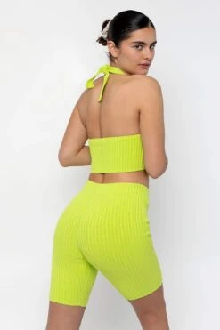 RFK52 - Ultra Heavy Knit Ribbed Bike Shorts -Tops Zone RFK52 Citron1