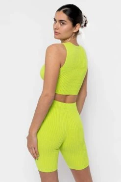 RFK52 - Ultra Heavy Knit Ribbed Bike Shorts -Tops Zone RFK52 Citron2