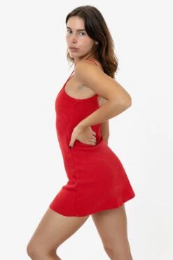 RHR318GD - Heavy Rib Spaghetti Mini Dress -Tops Zone RHR318 CHERRYRED s