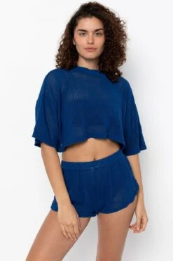 RIN331GD - Cotton Fishnet Garment Dye Crop Top 19 RIN331GD - Cotton Fishnet Garment Dye Crop Top -Tops Zone RIN331GD REFLEXBLUE