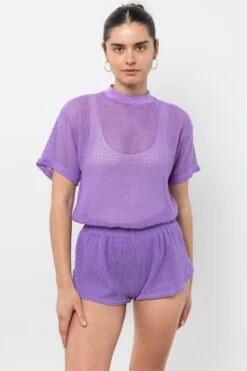 RIN401GD - Cotton Mock Neck Fishnet Garment Dye T-Shirt -Tops Zone RIN401GD BlueViolet1 8e65ab50 477a 434a 9ee7 2315e0139689