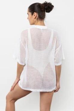 RIN500GD - Cotton Fishnet Mock Neck Big Tee -Tops Zone RIN500GD Natural4