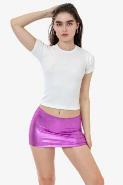 RLA385 - Lamé Micro Mini Skirt -Tops Zone RLA385 SHINYPINK 2k