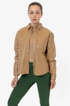 RLH3027 - Leather Button Up -Tops Zone RLH3027 CAMEL LAUREN1kvvv