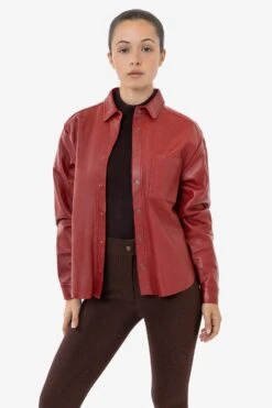 RLH3027 - Leather Button Up -Tops Zone RLH3027 LIPSTICK LAUREN1kvvv