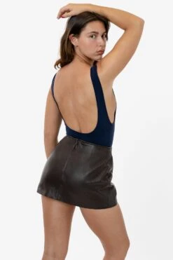 RLH739 - Leather Micro Mini Skort -Tops Zone RLH739 LOU ESPRESSO 2 s
