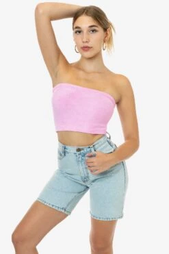 RLT3293 - Loop Terry Tube Top -Tops Zone RLT3293 BABYPINK 2