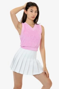 RLT357 - Loop Terry V-Neck Vest -Tops Zone RLT357 BABYPINK 1