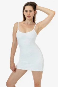 RLT3601 - Loop Terry Spaghetti Mini Dress -Tops Zone RLT3601 RACHEL WHITE 1
