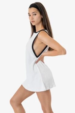 RLT3629 - Loop Terry Boatneck A-Line Dress -Tops Zone RLT3629 WHTBLK 2