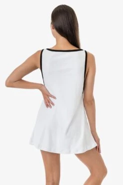 RLT3629 - Loop Terry Boatneck A-Line Dress -Tops Zone RLT3629 WHTBLK 3