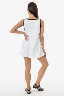 RLT3629 - Loop Terry Boatneck A-Line Dress -Tops Zone RLT3629 WHTBLK 3F