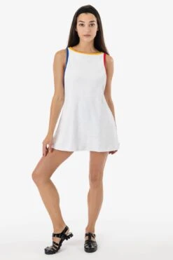 RLT3629 - Loop Terry Boatneck A-Line Dress -Tops Zone RLT3629 WHTPRI 1F