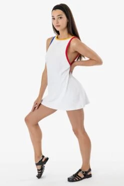 RLT3629 - Loop Terry Boatneck A-Line Dress -Tops Zone RLT3629 WHTPRI 2F