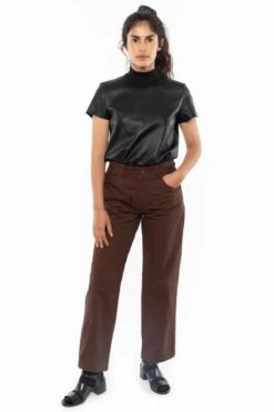 RLTH3401 - Leather Mockneck Tee -Tops Zone RLTH3401 Black3