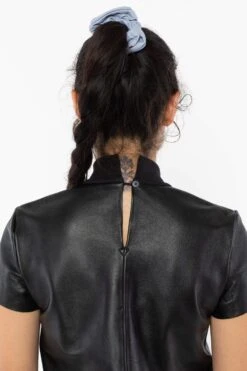 RLTH3401 - Leather Mockneck Tee -Tops Zone RLTH3401 Black 4