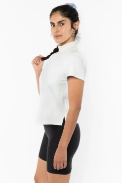 RLTH3401 - Leather Mockneck Tee -Tops Zone RLTH3401 White 2
