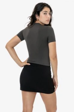 RN378 - Nylon Short Sleeve Crewneck Fitted Tee -Tops Zone RN378 OFFBLACK 2k