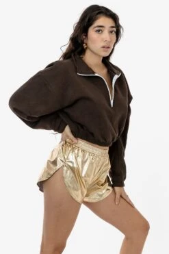 RNF304F - Metallic Nylon Foil Women's Running Shorts -Tops Zone RNF304F GOLD 1 s