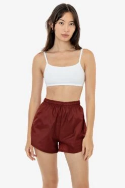 RNF314 - Women's Nylon Track Shorts -Tops Zone RNF314 MAHOGANY 1