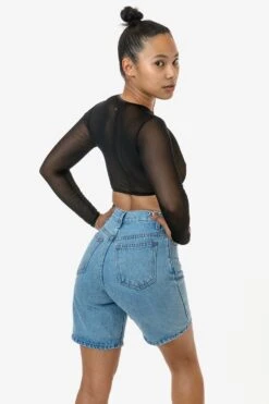 RNS079 - Micro Mesh Long Sleeve Crop Top -Tops Zone RNS078 JENNY 2S