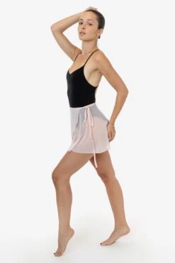 RNS300 - Micro Mesh Ballet Wrap Skirt -Tops Zone RNS300 LTPINK 3f