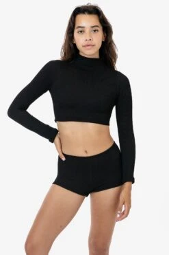 RPC3066 - Crinkle Mockneck Surf Top -Tops Zone RPC3066 BLACK 1S