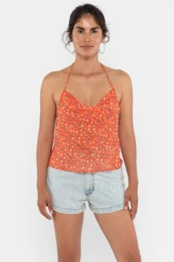 RPCH381 - Cowl Neck Halter Top -Tops Zone RPCH381 CoralFloral1