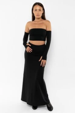 RSNJ103 - UPF40 Performance Jersey Maxi Skirt -Tops Zone RSNJ103 Black4