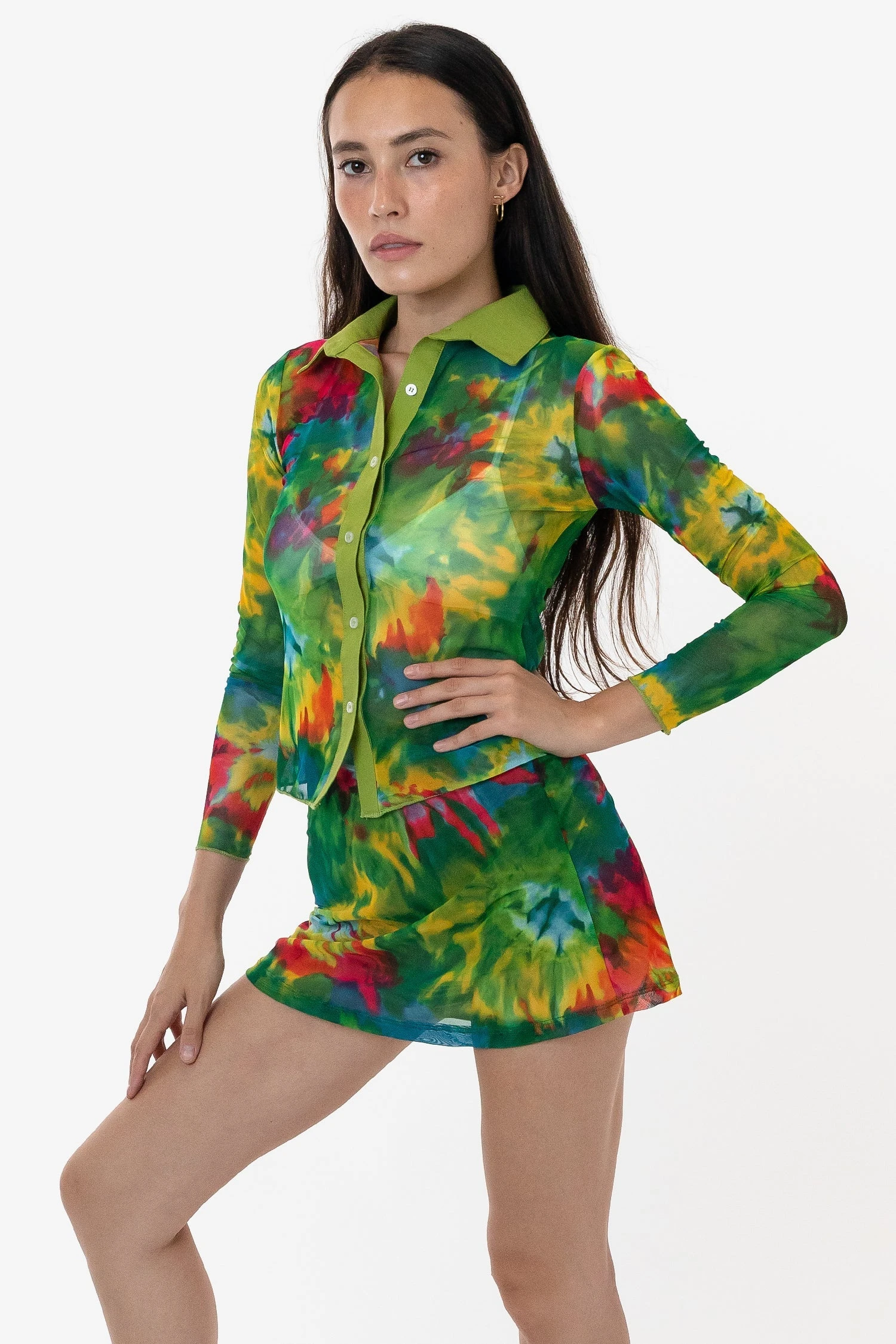 RNS745P - Printed Micro Mesh Long Sleeve Button Up 19 RNS745P - Printed Micro Mesh Long Sleeve Button Up - Image 19