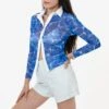 RNS745P - Printed Micro Mesh Long Sleeve Button Up