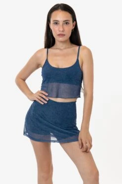 RNS778P - Printed Micro Mesh Spaghetti Tank -Tops Zone RURIKA SET 5S