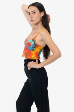 RNS778P - Printed Micro Mesh Spaghetti Tank -Tops Zone RURIKA TANK 10S
