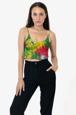 RNS778P - Printed Micro Mesh Spaghetti Tank -Tops Zone RURIKA TANK 11S