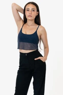 RNS778P - Printed Micro Mesh Spaghetti Tank -Tops Zone RURIKA TANK 9S