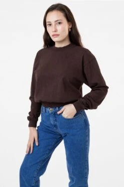1804GD - Long Sleeve Garment Dye Cropped Mockneck -Tops Zone RURIKA CHOCOLATE S