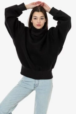 RWHR313 - Wool Turtleneck Sweater With Heavy Cotton Rib -Tops Zone RWHR13 BLACKf