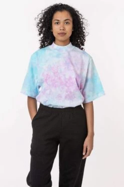 1825TD - Tie Dye Oversized Short Sleeve High Mockneck T-shirt